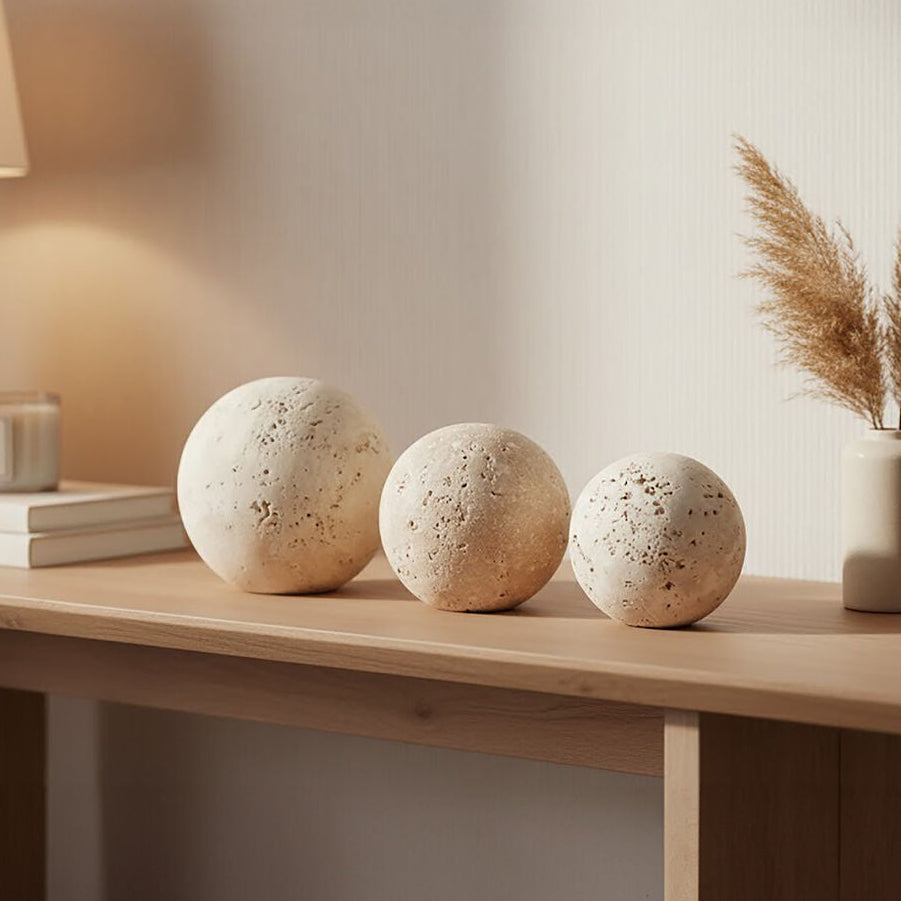 Travertine Set of 3 Deco Balls | Tibor
