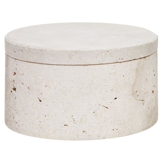 Tibor Travertine Round Trinket Box