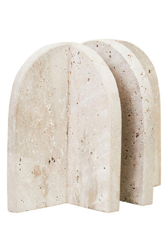 Tibor Travertine Set of 2 Arched Bookends