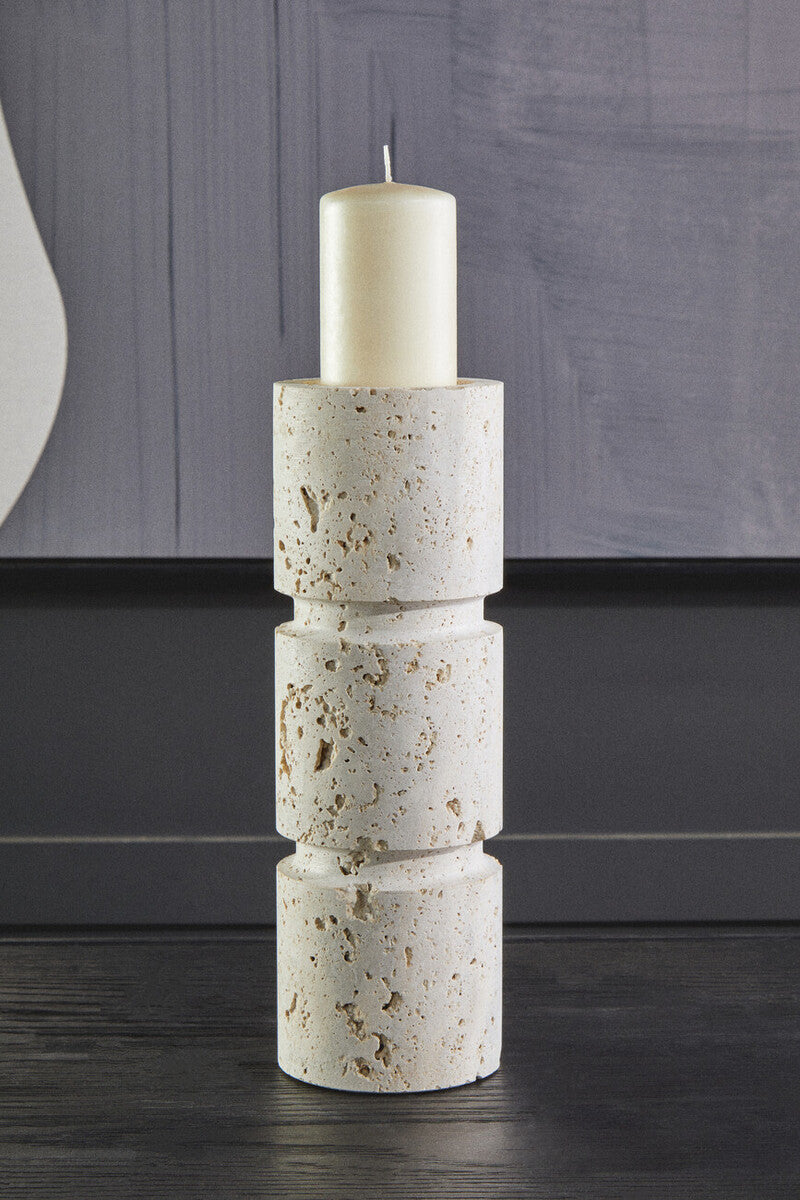 Tibor Travertine Large Candle Holder