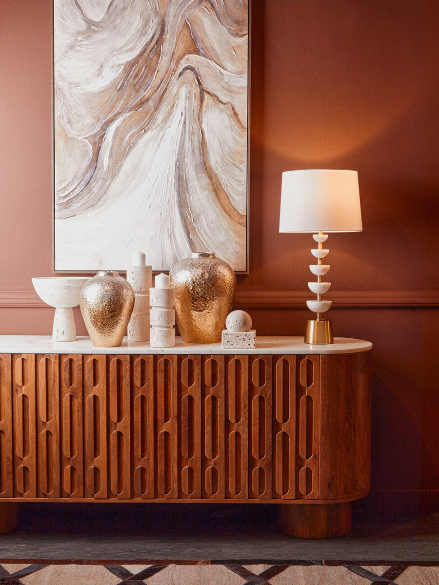 Tibor Travertine Large Candle Holder