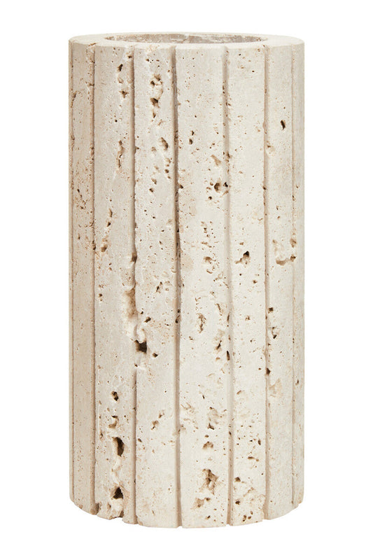 Tibor Travertine Ribbed Vase
