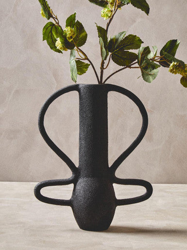 Deriva Large Textured Black Vase