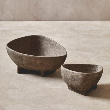 Deriva Set Of 2 Textured Grey Bowls