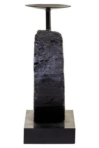 Fidel Small Charred Black Mango Wood Log Candle Holder
