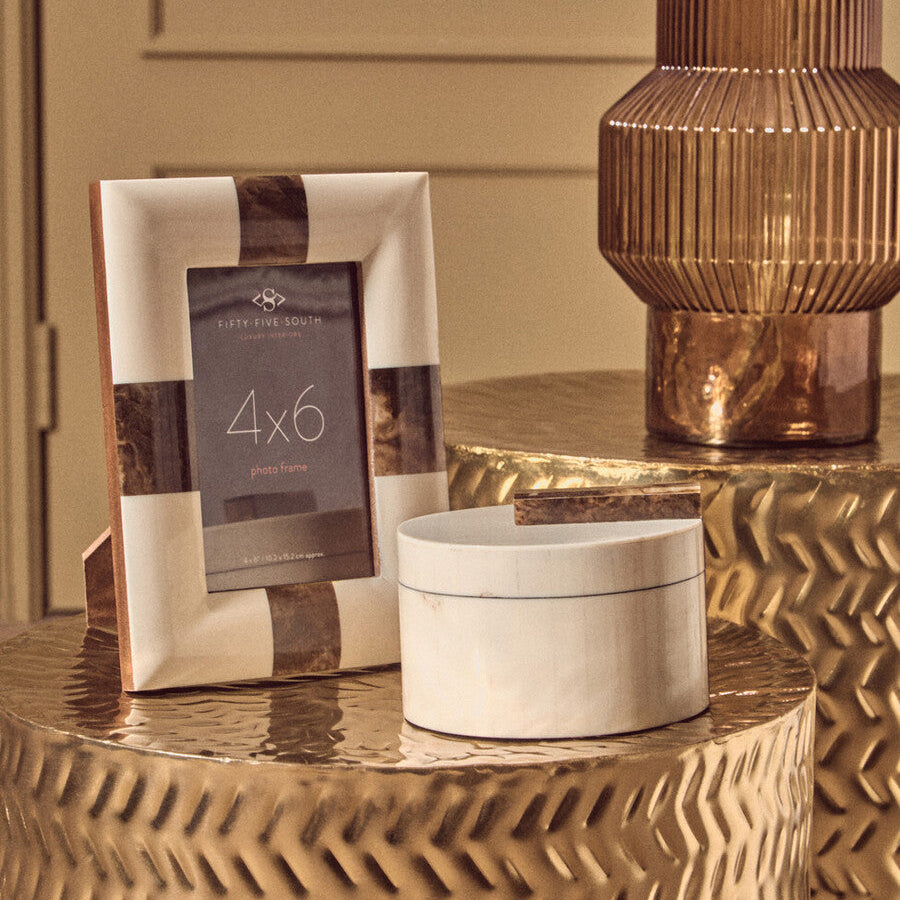 Decio 4In X 6In Cream And Brown Finish Photo Frame