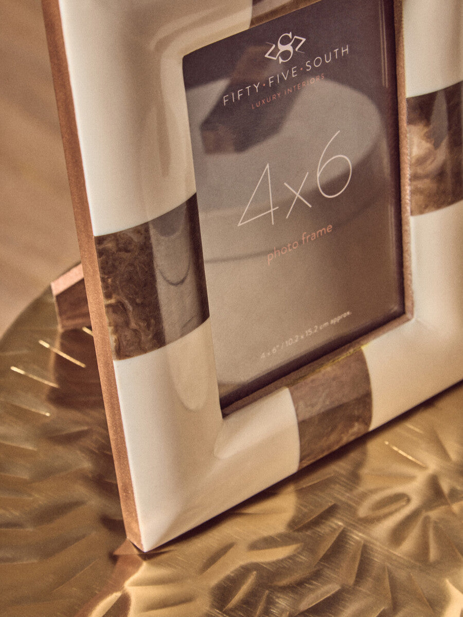 Decio 4In X 6In Cream And Brown Finish Photo Frame
