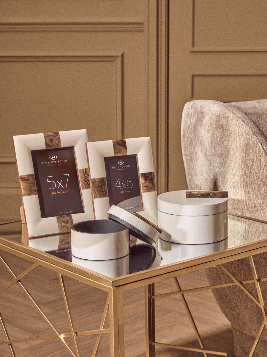 Decio 4In X 6In Cream And Brown Finish Photo Frame