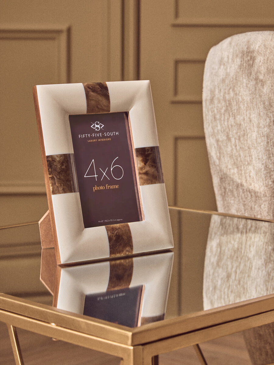 Decio 4In X 6In Cream And Brown Finish Photo Frame