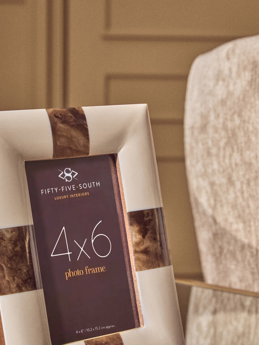Decio 4In X 6In Cream And Brown Finish Photo Frame