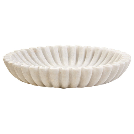 Savio Large White Fluted Marble Bowl
