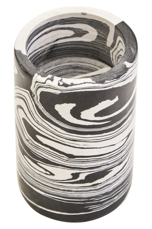 Helsa Black And White Marble Two Way Candle Holder