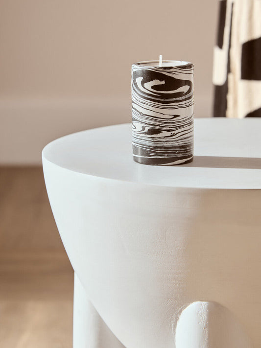 Helsa Black And White Marble Two Way Candle Holder