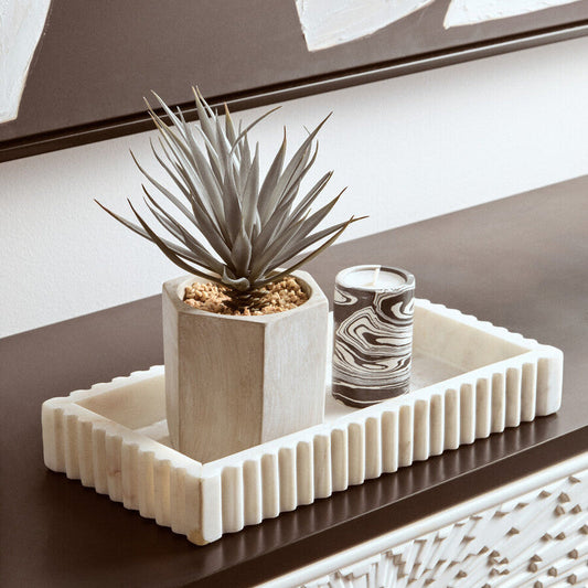 Helsa Black And White Marble Two Way Candle Holder