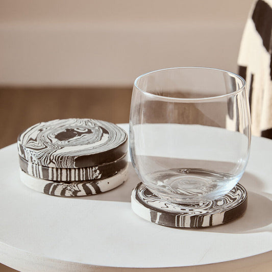 Helsa Set of Four Black And White Marble Coasters