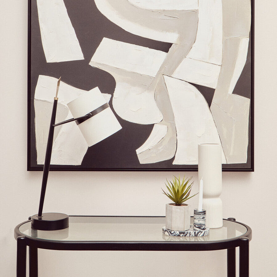 Helsa Black And White Oval Marble Tray