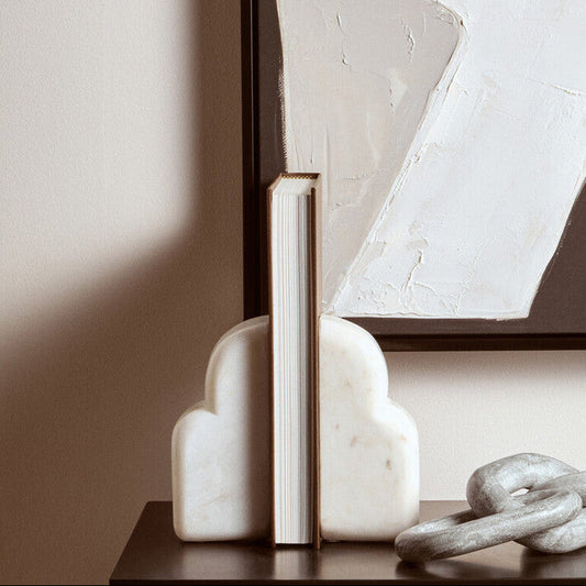 Savio White Marble Set Of Two Bookends