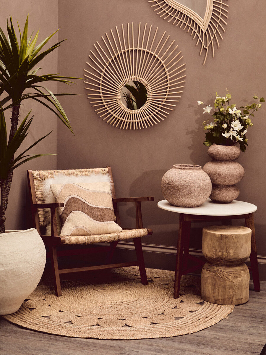 Sanai Cotton Mache And Coco Shell Round Vase