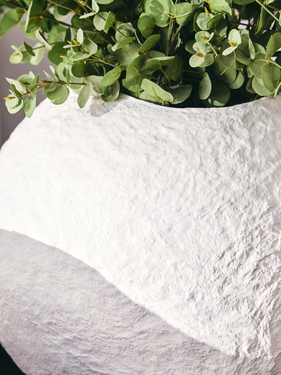 Sanai Cotton Mache Large White Round Vase