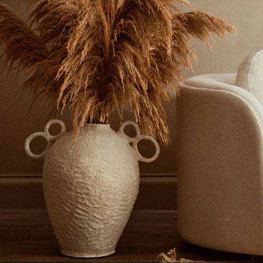 Sanai Cotton Mache Large Vase With Decorative Handles