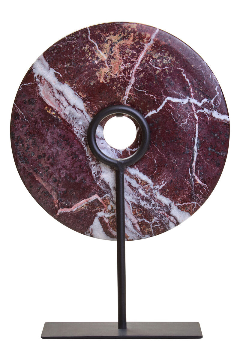 Salmo Small Round Red Marble Disc Sculpture