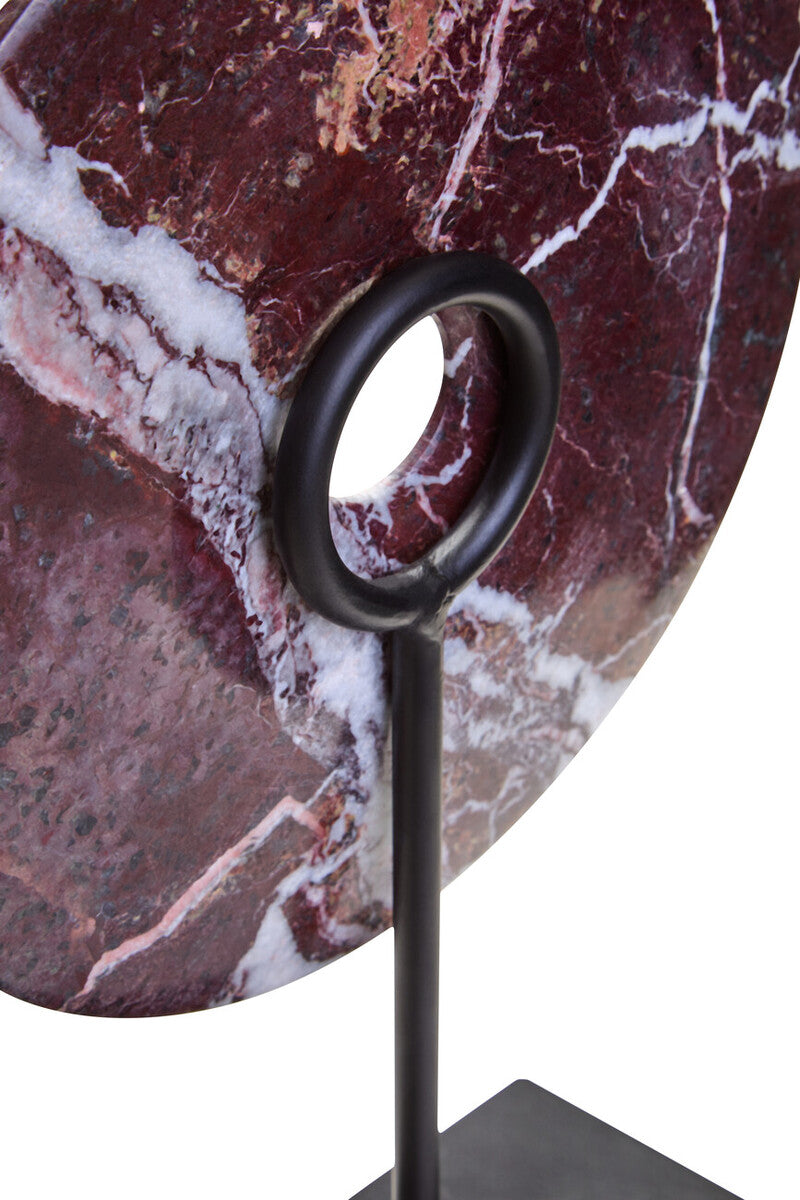 Salmo Small Round Red Marble Disc Sculpture