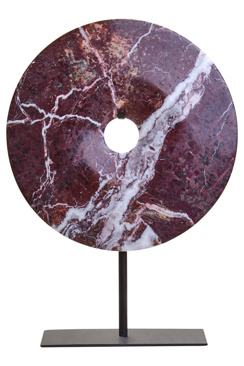 Salmo Medium Red Marble Round Disc Sculpture