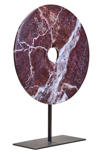 Salmo Medium Red Marble Round Disc Sculpture