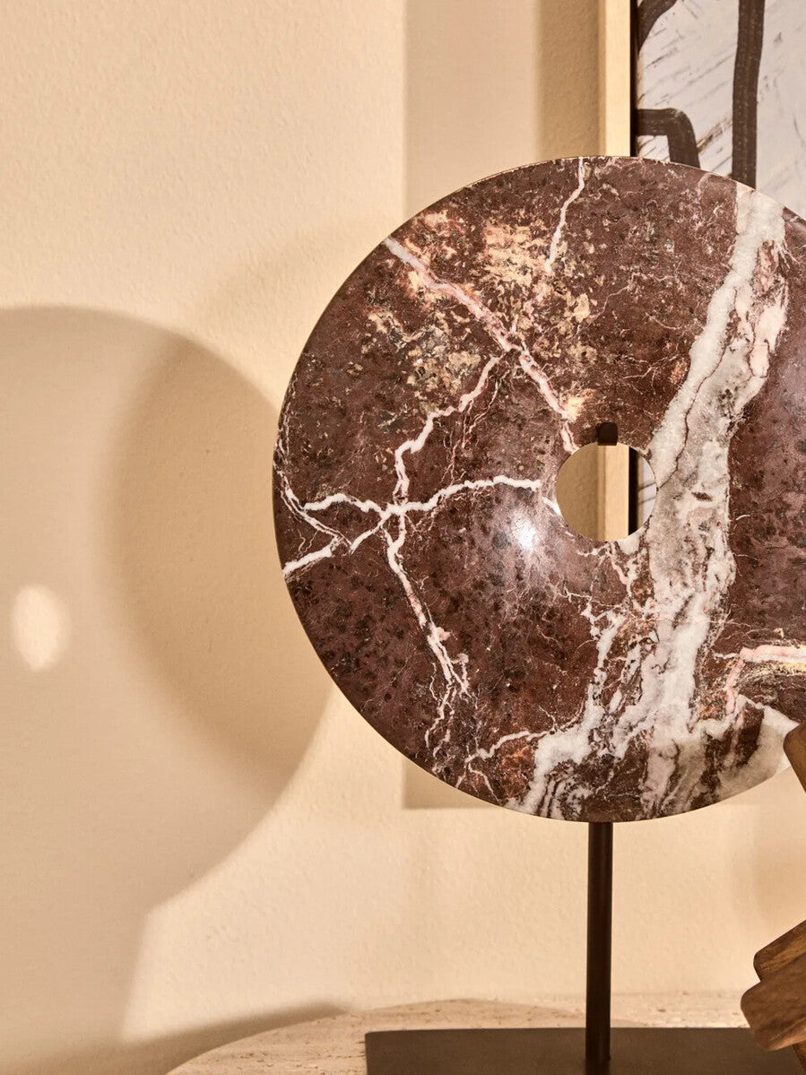 Salmo Medium Red Marble Round 25cm Disc Sculpture