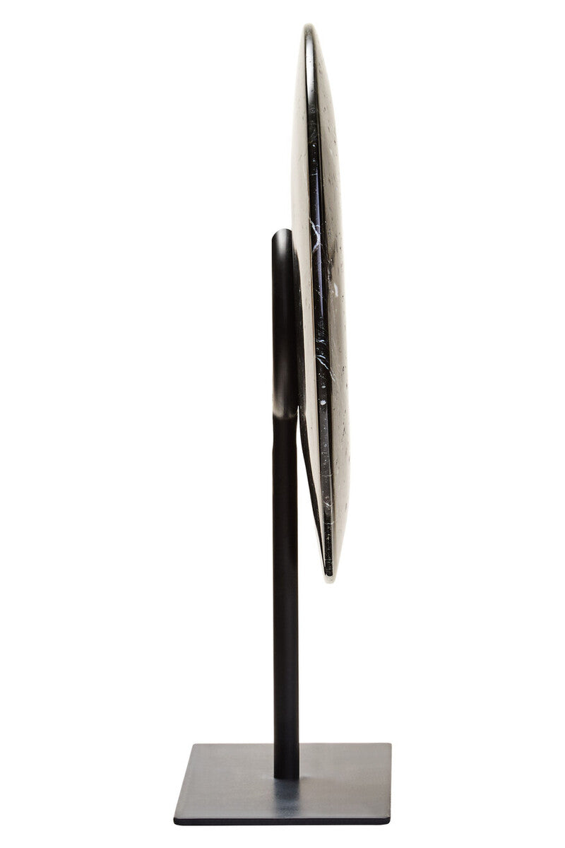 Salmo Small Round Black Marble Disc Sculpture