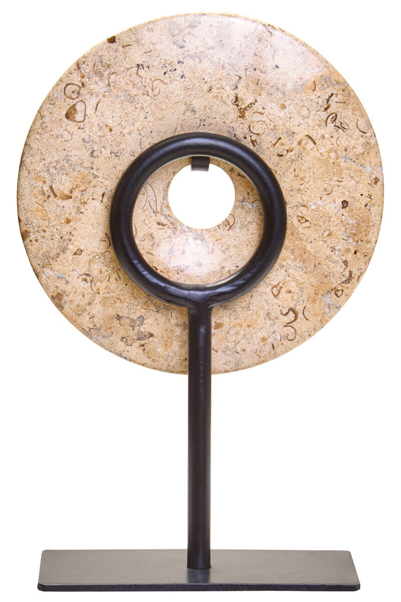 Large Natural Speckled Marble Round Dia 30cm Disc Sculpture | Zoro