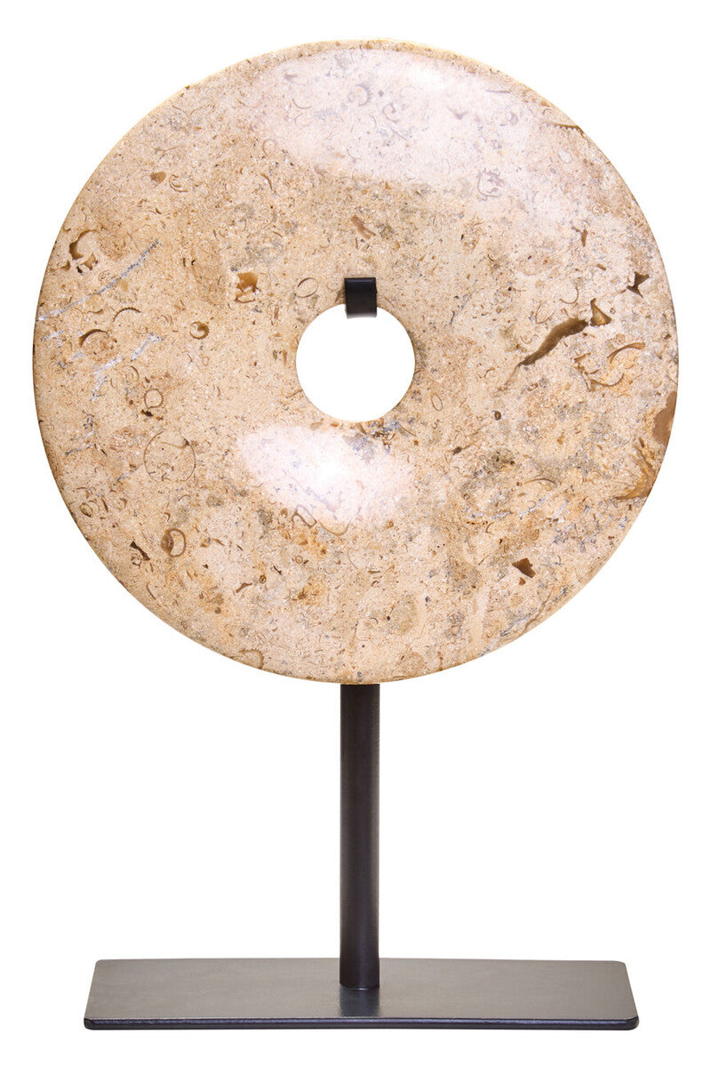 Large Natural Speckled Marble Round Dia 30cm Disc Sculpture | Zoro