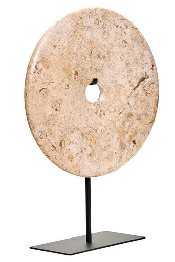 Zoro Large Natural Speckled Marble Round Dia 30cm Disc Sculpture