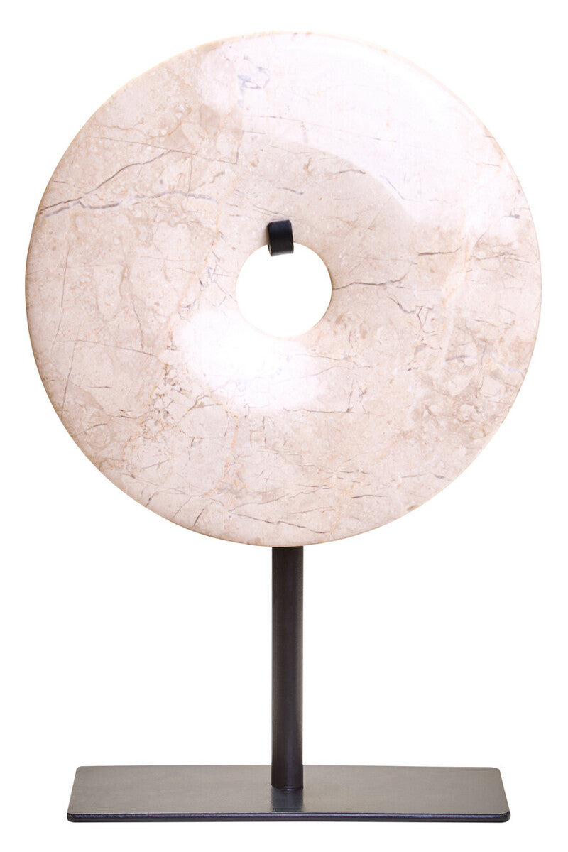 Zoro Extra Small Round Cream Marble Disc Sculpture