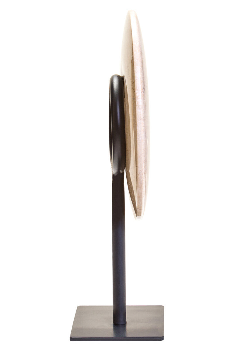 Zoro Extra Small Round Cream Marble Disc Sculpture