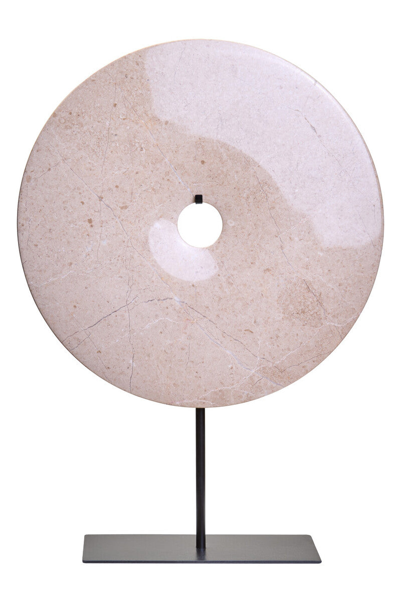 Extra Large Cream Round Dia 35cm Marble Disc Sculpture | Zoro