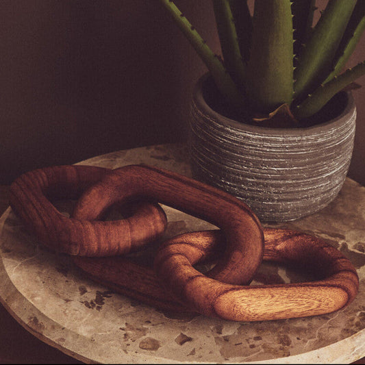 Cato Brown Wood 3 Link Chain Decor