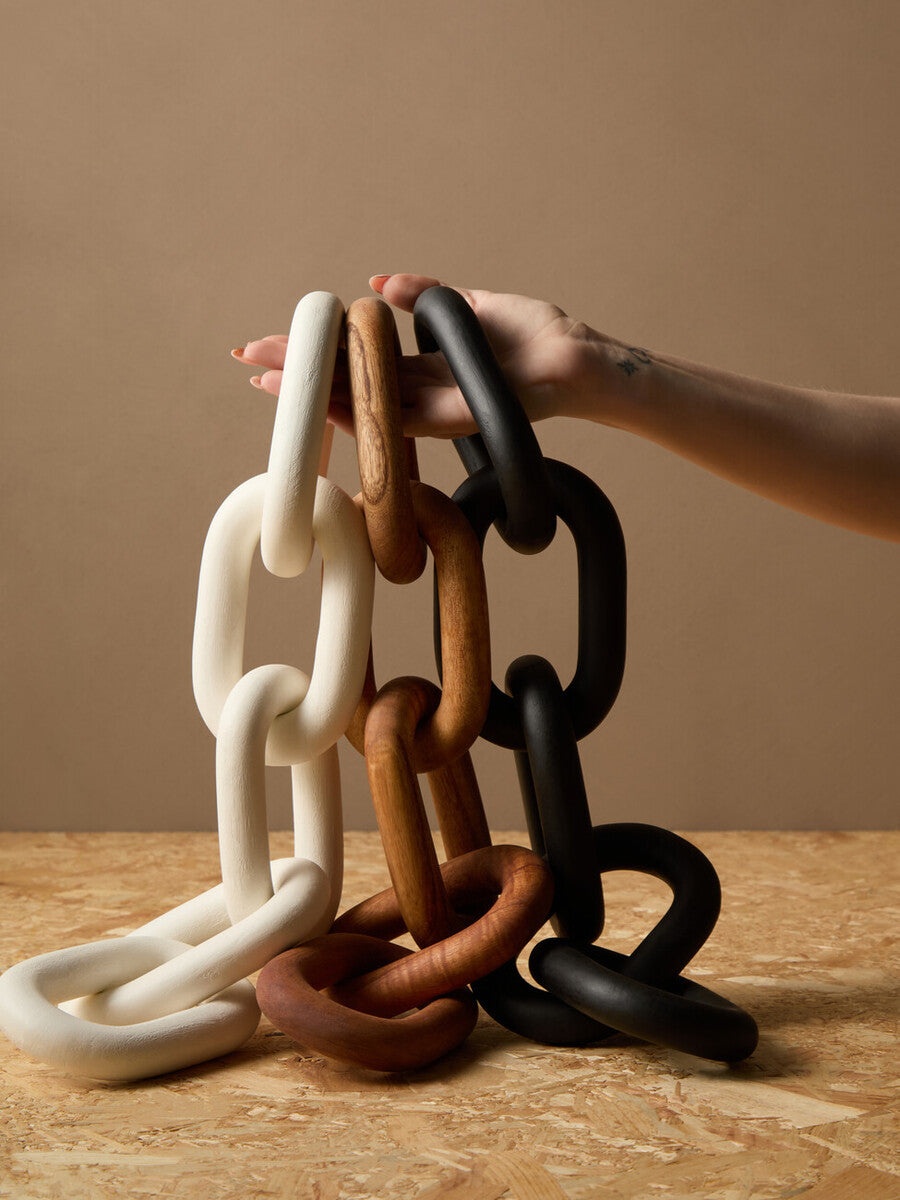 Cato White Wood 5 Link Table Decor Chain