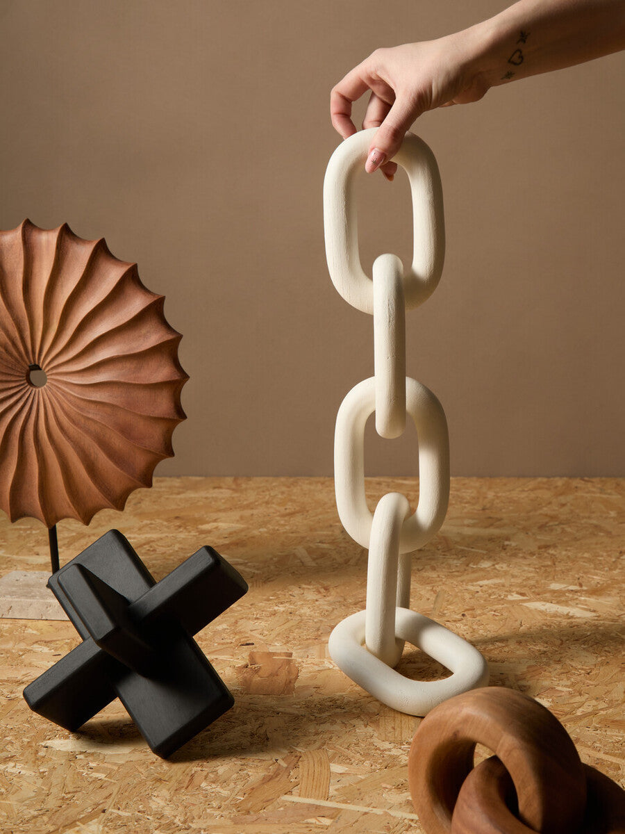 Cato White Wood 5 Link Table Decor Chain