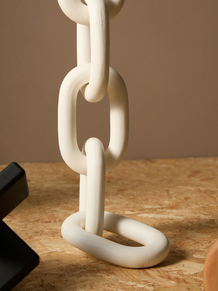 Cato White Wood 5 Link Table Decor Chain