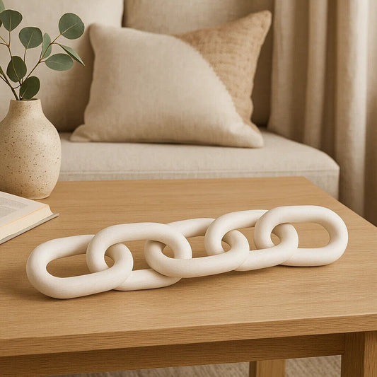 Cato White Wood 5 Link Table Decor Chain