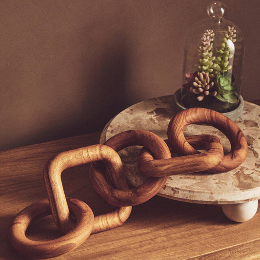 Cato Brown Wood Five Link Table Decor Chain