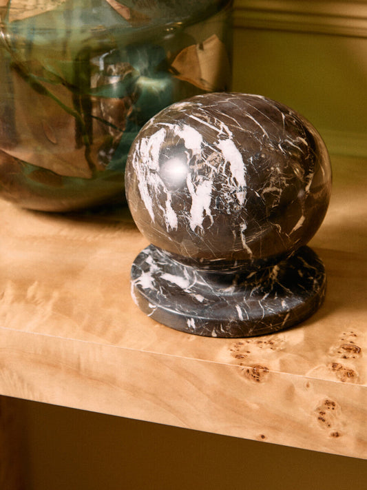 Zoro Black And White Veined Marble Sculpture