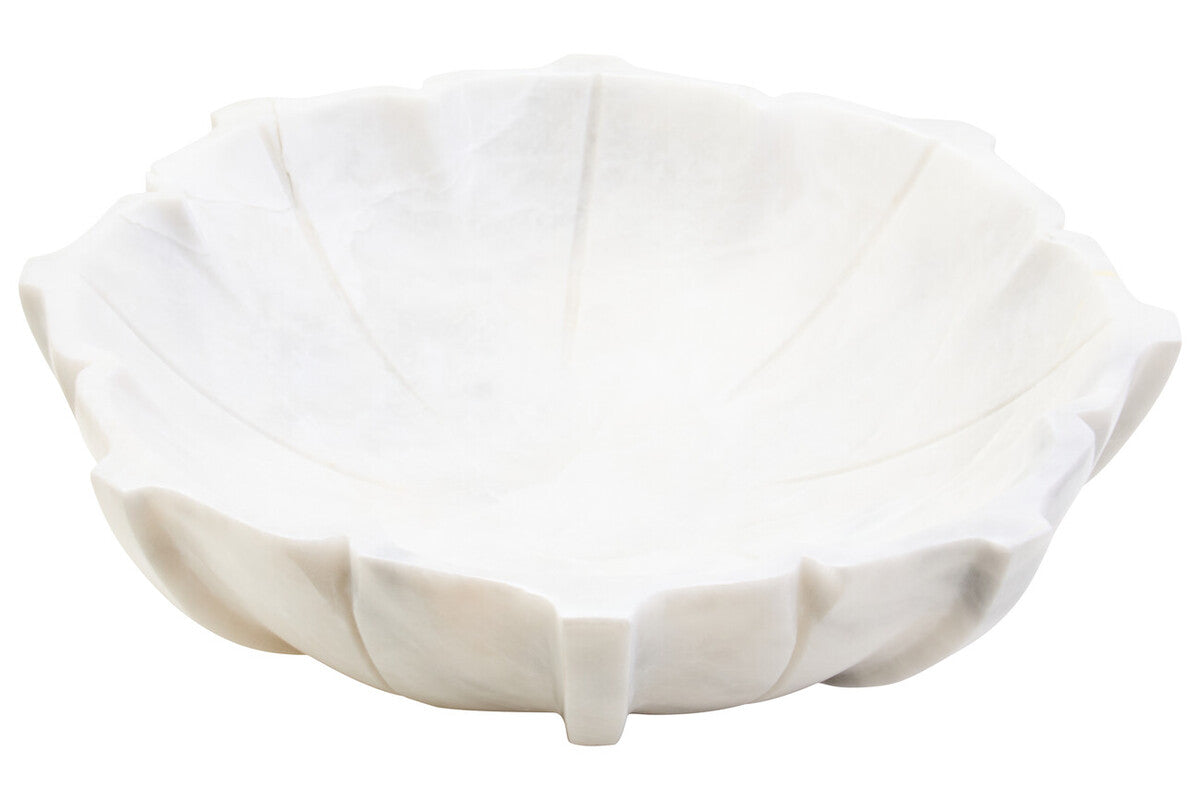 Zoro Large White Marble Lotus Bowl