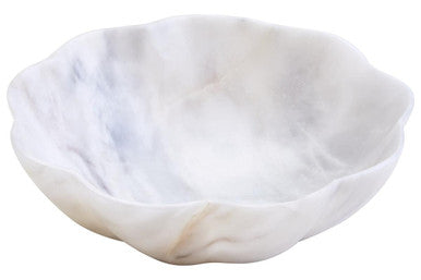 Zoro Small White Marble Scalloped Bowl