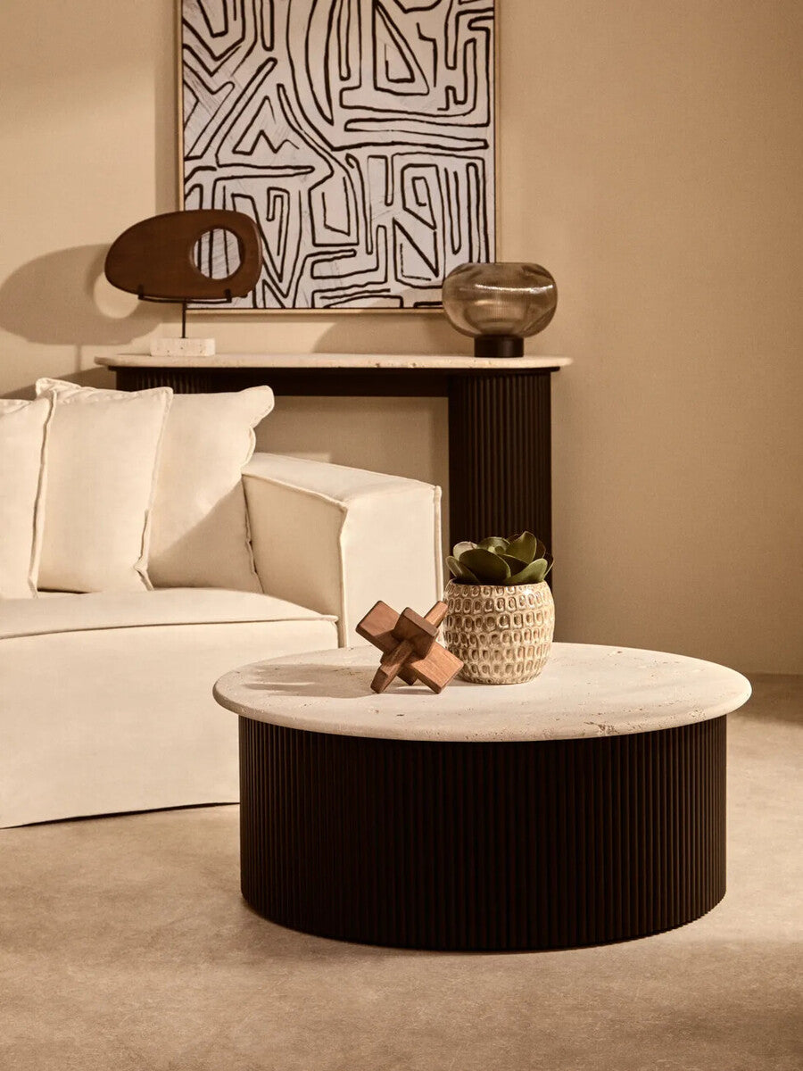 Westo Natural Wood Horizontal Sculpture With Travertine Base