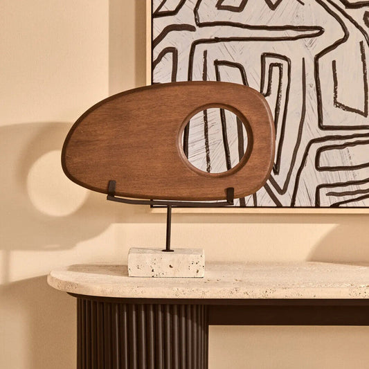 Westo Natural Wood Horizontal Sculpture With Travertine Base
