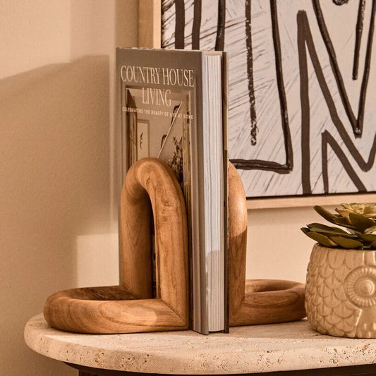 Arlo Natural Wood Set Of 2 Bookends