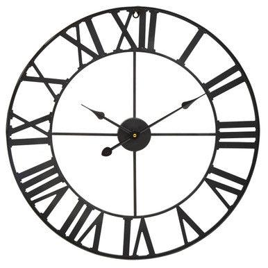 Genova 60cm Dia Black Metal Wall Clock