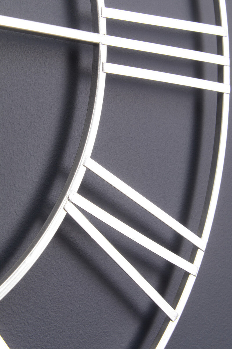 Genova 60cm Dia Silver Metal Roman Numeral Wall Clock